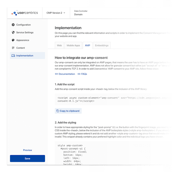 Getting Started - AMP Consent Management - Usercentrics